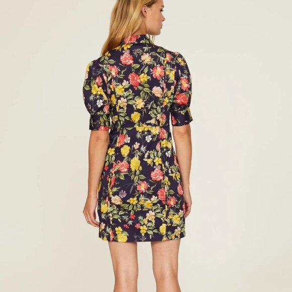 Marissa Webb Multi Floral Printed Puff Sleeve Dress 2 - Picture 2 of 5